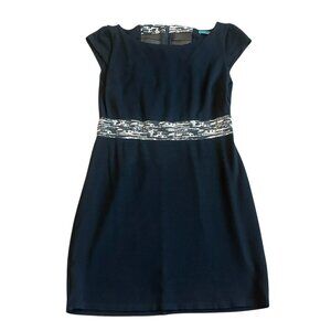 Alice + Olivia Black Mini Dress with Silver Waist Accent
